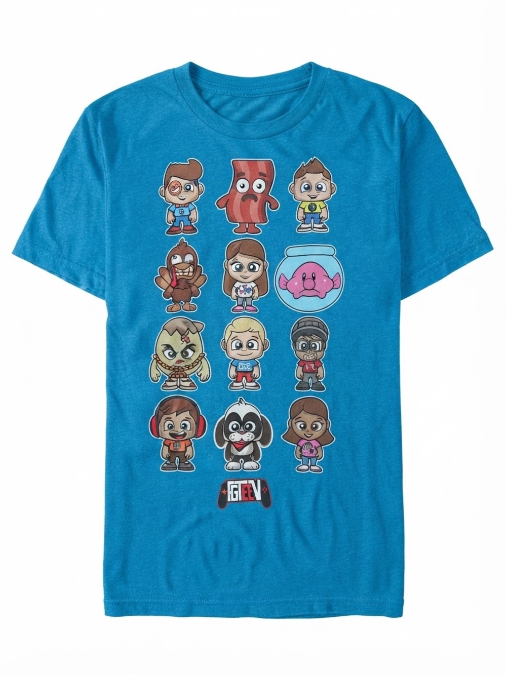 FGTeeV Kids Blue Graphic Tee Shirt Character Cast Youth XL